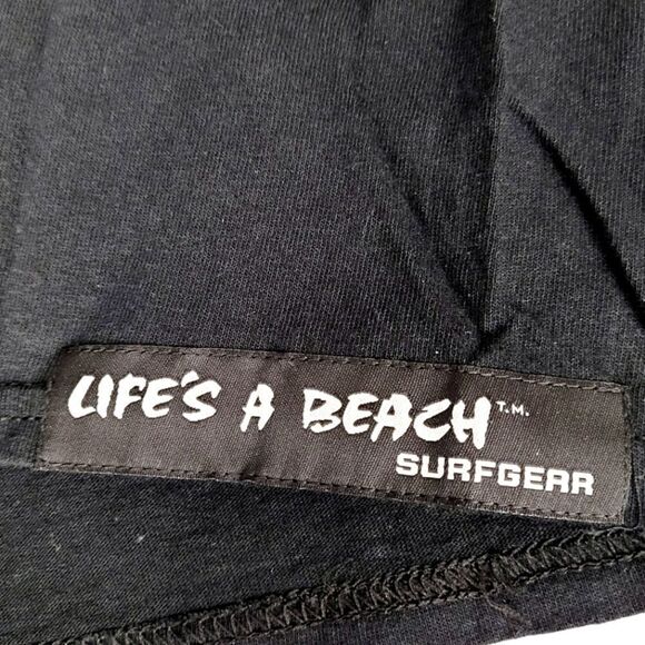 Lifes A Beach Mens Black & Green Cotton Short Sleeve Graphic Tee T shirt Size S - Picture 4 of 8